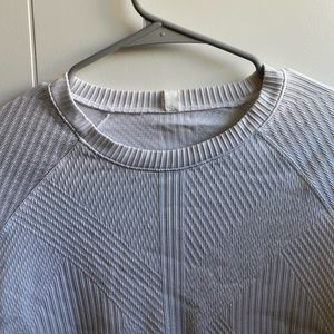 Textured White Lululemon long sleeve Workout top